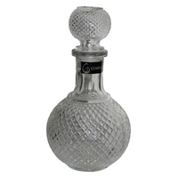 1pce Round Vintage Style Round Pressed Glass Liquar Bottle Clear - 545mls 8x20cm