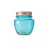 4pck 250ml Mason Jars with Metal Lid and Turquoise Blue Glass KW239