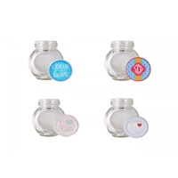 1pce Round Glass Jar with Printed Inspirational Metal Lid in Beach Theme 8x6cm