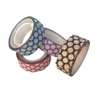 Glitter Adhesive Tape in Multicolour with Silver Polkadots, 4 Pack of 3m Rolls