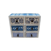 1pce 18x6x7cm 6 Draw Storage with Blue Fabric
