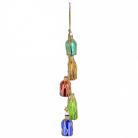 1 x 53cm Tier of 5 Hanging Multi-Coloured 5cm Glass Bottles, with Twine