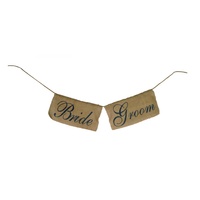1pce Linen Bride and Groom Garland Bunting Style Flags Hanging 59x15cm