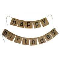 1pce Linen Happy Birthday Garland Bunting Style Flags Haning 195x15cm