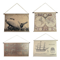 Reproduction Jumbo Linen Vintage Themed Scrols Amazing Detail Hangable