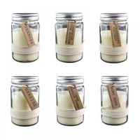 Large Solid Glass 5% Oil Scented Candle in Mason Style Jar with Sealed Lid and Roap Motif - 12x7cm