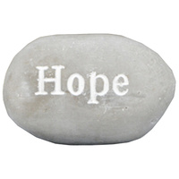 Hope 12cm Cement Inspirational Stone / Pebble, Feel Good, Paperweight, Garden 400g