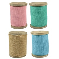 2.8m Jute Ribbon on Wood Bobbin, 10cm Width, Scrapbooking and Craft