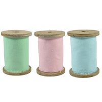 2.8m Canvas Ribbon on Wood Bobbin, 10cm Width, Scrapbooking and Craft