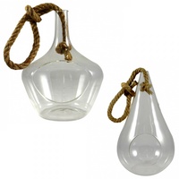 1pce Glass Plant Terrarium, Hanging with Thick Rope, Abstract Shapes, Home Décor