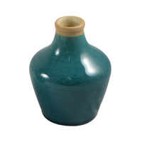 1pce Teal Blue Taper Vase with Crackle Detail Decor