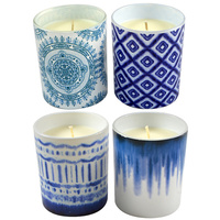1pce 9cm Premium Candle with Blue Stained Design 180g