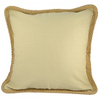 45cm Canvas Look Cushion with Rope Trim, Home Deco