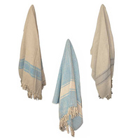 1pce 170cm Cotton Throw Rug with Hamptons Colour Stripe