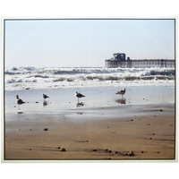 NEW LARGE 100CM x120CM WHITE FRAME CANVAS PRINT - PIER SEA GULLS