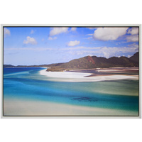 NEW LARGE 120CM x80CM WHITE FRAME CANVAS PRINT - ISLAND PARAD