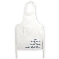 1pce Fish Inspired Cotton Apron White & Blue 84cm for Cooking/Painting/Pottery