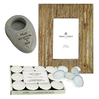 Mothers Day Gift Set Photo Frame, Rock Tea light Holder, 12 Scented Candles