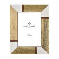 1pce Colby 5x7 inch Photo Frame Natural Wood/White 19x24cm Inlay Design