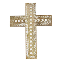 1pce 20cm Dakota Wood Cross Crucifix White Wash Christian Wall Art Décor