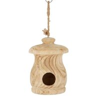 1pce 29cm Wells Birdhouse Natural Wood Handmade Hangable Outdoor/Garden Décor