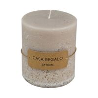 1pce Casa Regalo 9x10cm Earth Scented Pillar Candle Cream Stone Colour Long Burn