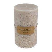 1pce Casa Regalo 9x15cm Earth Scented Pillar Candle Cream Stone Colour Long Burn