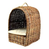 60cm Luky Willow Dog / Cat Pet Bed House Home Woven Rattan Natural with Cushion