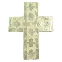 1pce Cheyenne Inlay Crucifix Cross 11.5x15cm Ivory Christian Wall Art Décor