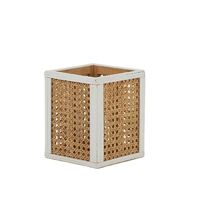 1pce Rumer Rattan Lantern Light 16x20cm Natural & White Quirky Wooden Design