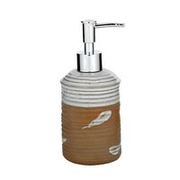 1pce Hayes 19cm Ceramic Soap Dispenser Natural & White Raw Pottery Half Glazed
