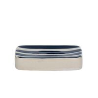 1pce 12.5cm Ceramic Soap Dish Tray White & Navy Nautical Bathroom Décor