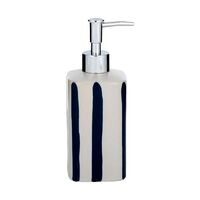 1pce 19cm Ceramic Soap Dispenser Refillable White & Navy Nautical Bathroom Décor