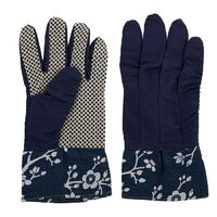 1pce Set of Blossy 24cm Cotton Gardening Gloves Blue Cute Blossom Design