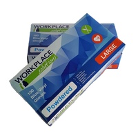 BULK LOT 200pcs Large Blue Vinyl Disposable Gloves Powdered Food Handling Grade