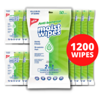 Antibacterial Wet Wipes Disinfectant 2 in 1 Hands and Surfaces - Carton 24 Pieces