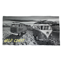 Beach Towel Gold Coast 2 Kombi Vans Grey Cotton 1 Piece 75x150cm