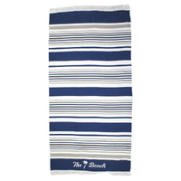 Fringe Beach Towel The Beach Striped Navy Blue & White Cotton 1 Piece 85x170cm