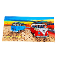 Beach Towel Gold Coast Kombi Beach Blue/Red Cotton 1 Piece 75x150cm
