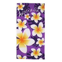 Beach Towel Australian Frangipani Flowers Purple Cotton 1 Piece 75x150cm