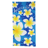 Beach Towel Australian Frangipani Flowers Blue Cotton 1 Piece 75x150cm