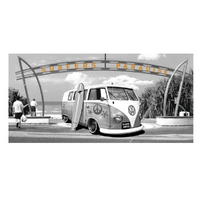 Beach Towel Surfers Paradise Kombi Van Grey Cotton 1 Piece 75x150cm