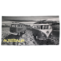 Beach Towel Australia 2 Kombi Vans Grey Cotton 1 Piece 75x150cm
