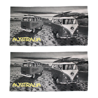 2x Beach Towels Australia 2 Kombi Vans Grey Cotton 75x150cm Summer Bundled Set