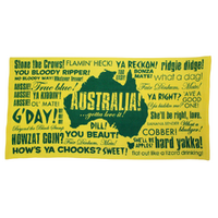 Beach Towel Australian Slang Yellow & Green Cotton 1 Piece 75x150cm