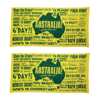2x Beach Towels Australian Slang Yellow & Green Cotton 75x150cm Summer Bundled Set
