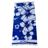 Fringe Beach Towel The Beach Hibiscus Blue Cotton 1 Piece 85x170cm