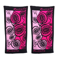 2x Beach Towels Australia Pink Leaf Design Cotton 75x150cm Summer Bundled Set