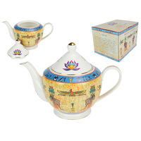 1pce 1.6L White Sekik & Vulture Ancient Egyptian Art Teapot Gift China Ceramic