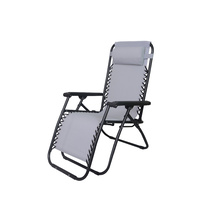 New 2pce Outdoor Foldable Camp Chair Reclining Grey Adjustable Lock Caravan Hol